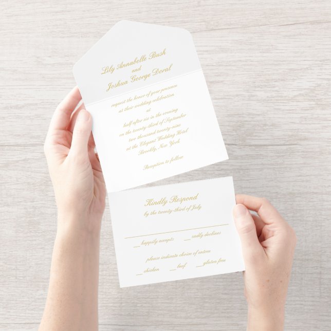 Klassische zeitlose Hochzeit All-in-One-Einladung (Abreißstreifen)