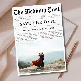 Klassische Zeitung Stil Romantisches Foto Hochzeit Save The Date