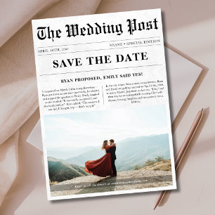 Klassische Zeitung Stil Romantisches Foto Hochzeit Save The Date