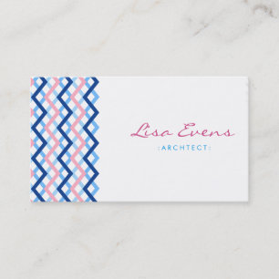 Klassische Zickzack Muster Blue Pink Visitenkarte