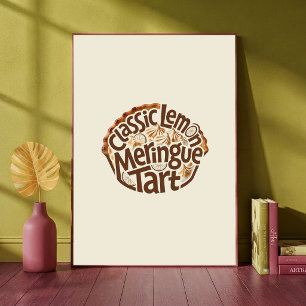 Klassische Zitronen-Meringue-Torte Food-Typografie Poster