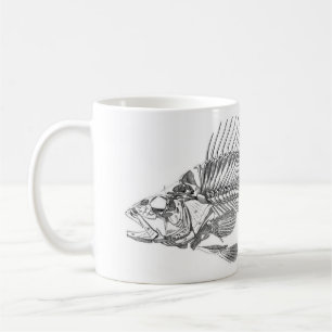 Klassische zoologische Radierung - Fisch-Skelett Kaffeetasse