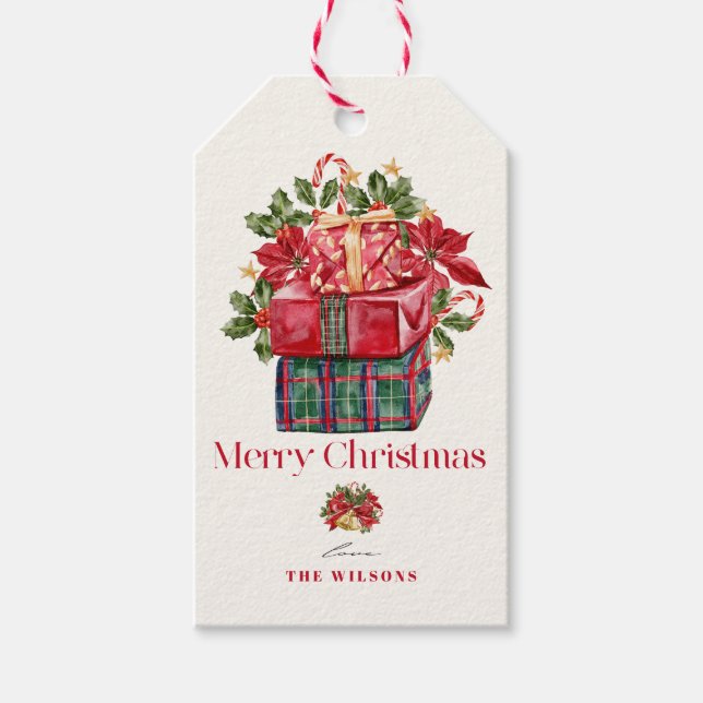 Klassische Zusammenstellung Weihnachtsfeiertage Geschenkanhänger (Vorderseite)