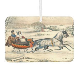 Klassischer 1853 Schlittenfahrt Currier Ives Straß Autolufterfrischer
