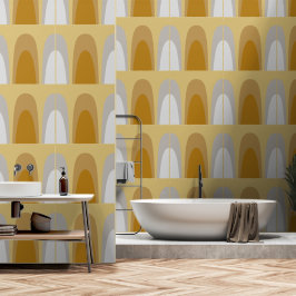 Klassischer Abstrakter Dome, Silver Gold Gray Geom Tapete