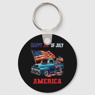 Klassischer alter Pickup-Truck 4. Juli Patriotisch Schlüsselanhänger