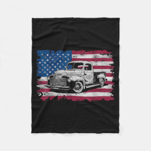 Klassischer alter Pickup-Truck Amerikanische Flagg Fleecedecke