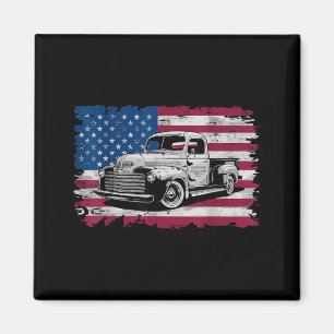 Klassischer alter Pickup-Truck Amerikanische Flagg Magnet