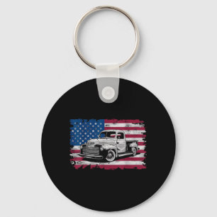 Klassischer alter Pickup-Truck Amerikanische Flagg Schlüsselanhänger