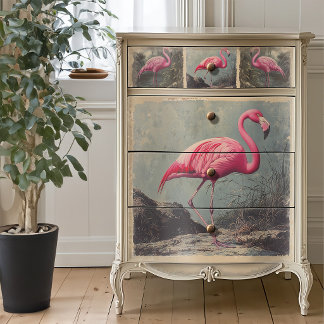 Klassischer Amerikanischer Flamingo Blau Decoupage Seidenpapier