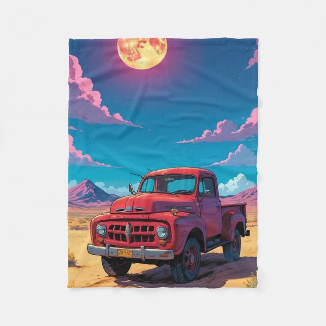 Klassischer amerikanischer Lieferwagen Fleecedecke (Vorderseite)