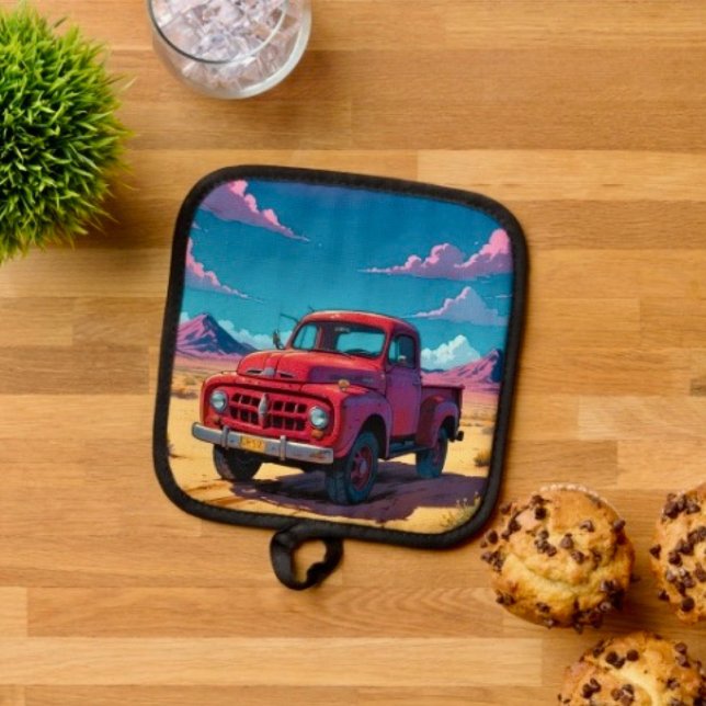 Klassischer amerikanischer Pickup  Topflappen (Classical American Pickup Pot Holder Full rubber protection cover no slip silicon hanging loop. )