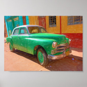 Klassischer amerikanischer Wagen in Havanna, Kuba  Poster