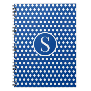Klassischer Anfangsbuchstabe Polka Dots Navy Blue Notizblock
