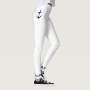 Klassischer Anker der Marine Blaue Streifen Leggings