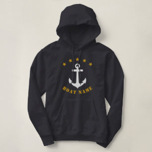 Klassischer Anker Gold Star Boat Name Grau Hoodie