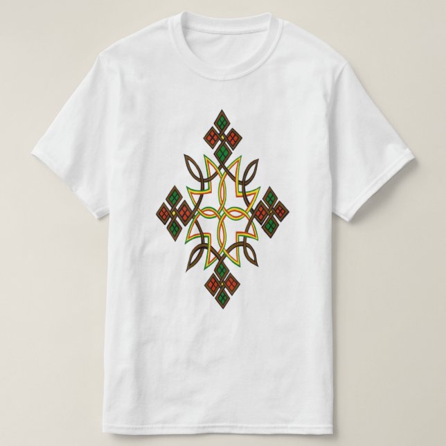 Klassischer äthiopischer Cross White T - Shirt (Design vorne)
