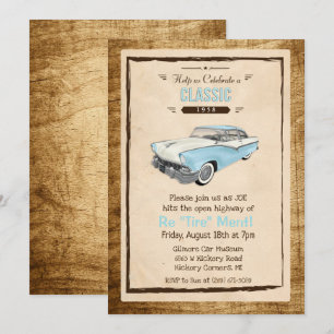 Klassischer Auto-Rentner-Einladung Retro Einladung