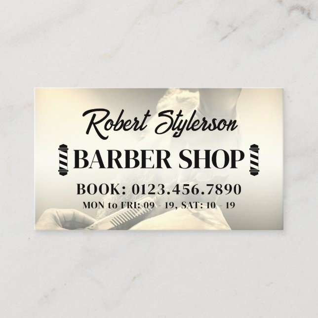 klassischer Barbershop Visitenkarte (Vorderseite)