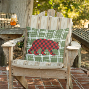Klassischer Bärenrot Schwarzer Buffalo Lumberjack Kissen