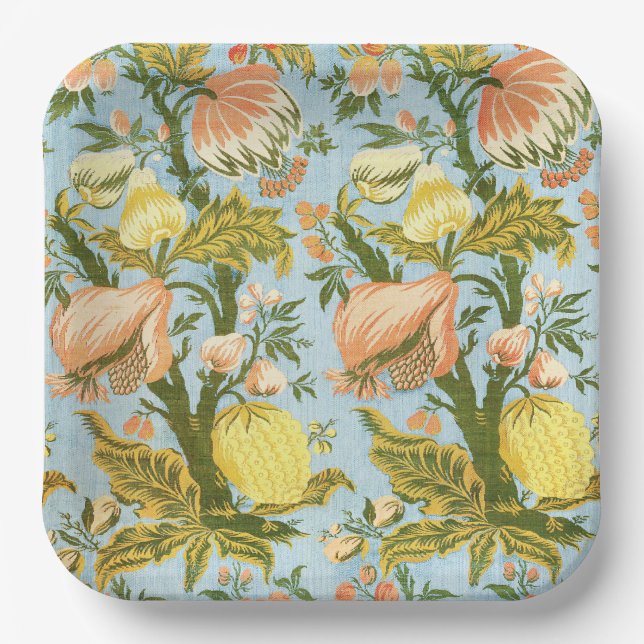 Klassischer Barock-Blumen-Frucht-Damaskus-Stoff Pappteller (Vorderseite)