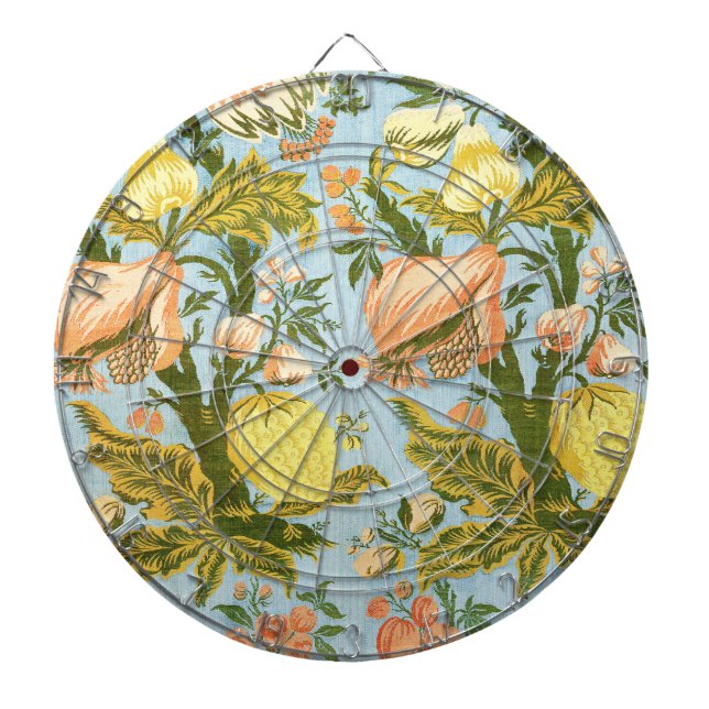 Klassischer Barock Blumen Frucht Damast Stoff Dartscheibe (vorne)