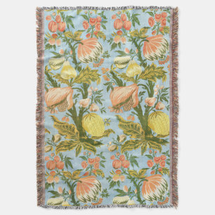 Klassischer Barock Blumen Frucht Damast Stoff Decke
