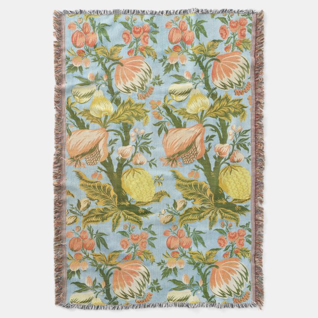 Klassischer Barock Blumen Frucht Damast Stoff Decke (Vorderseite Vertikal)