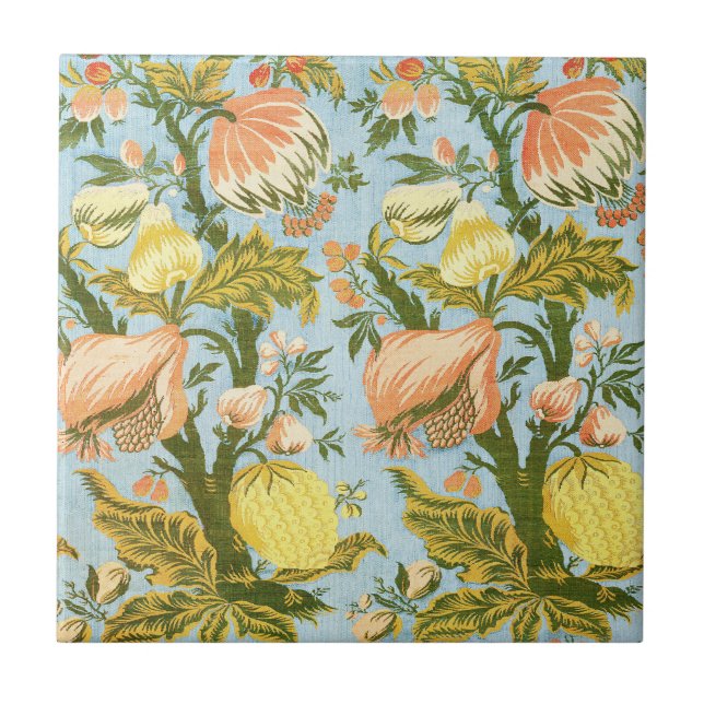 Klassischer Barock Blumen Frucht Damast Stoff Fliese (Vorderseite)