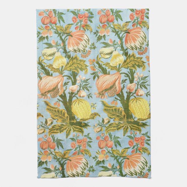 Klassischer Barock Blumen Frucht Damast Stoff Geschirrtuch (Vertikal)