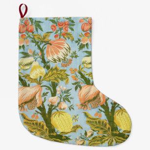 Klassischer Barock Blumen Frucht Damast Stoff Großer Weihnachtsstrumpf
