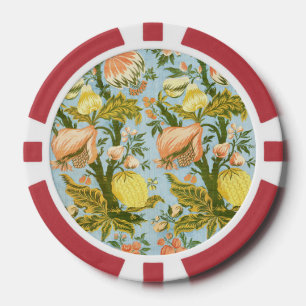 Klassischer Barock Blumen Frucht Damast Stoff Pokerchips