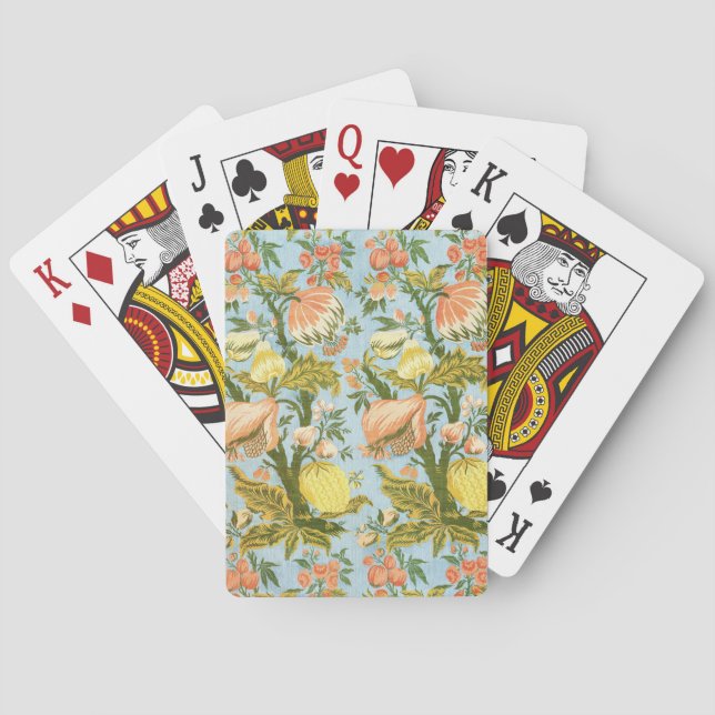 Klassischer barocker Blumen-Frucht-Damaskus-Stoff Spielkarten (Rückseite)