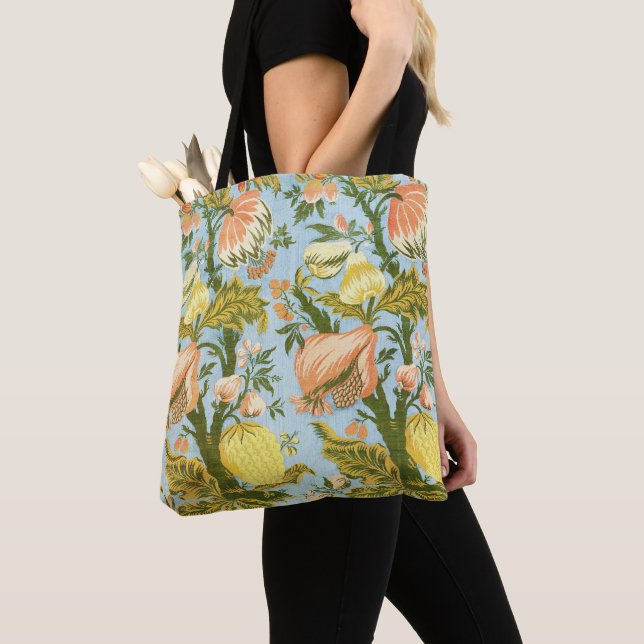 Klassischer barocker Blumen-Frucht-Damaskus-Stoff Tasche (Von Nahem)