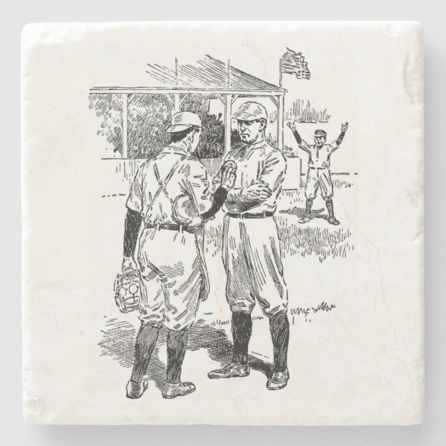 Klassischer Baseball-Untersetzer Steinuntersetzer (Vorderseite)