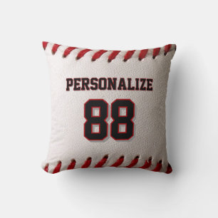 Klassischer Baseballstich mit individuellem Namen Kissen