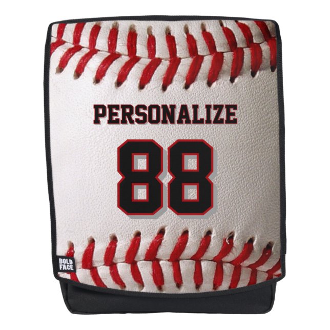Klassischer Baseballstich mit individuellem Namen  Rucksack (Vorderseite)