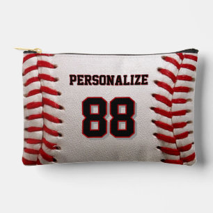 Klassischer Baseballstich mit individuellem Namen Zubehörtasche