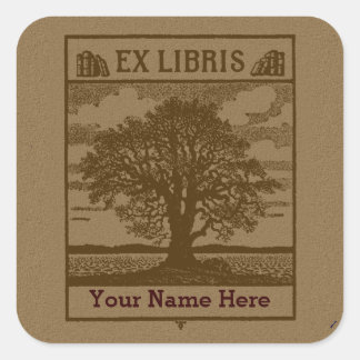 Klassischer Baum mit Büchern Ex Libris Buchbesitze Quadratischer Aufkleber