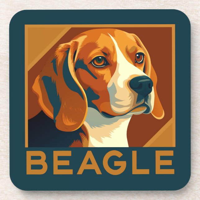 Klassischer Beagle Portrait Retro Style Getränkeuntersetzer (Vorderseite)