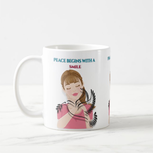 Klassischer Becher, 330 ml Peace Begins with a Smi Kaffeetasse (Links)
