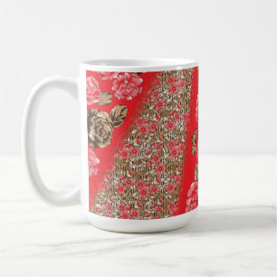 Klassischer Becher   Blumiger Kaffeebecher   Rotes Kaffeetasse