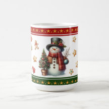 Klassischer Becher mit Schneemann und Weihnachtske