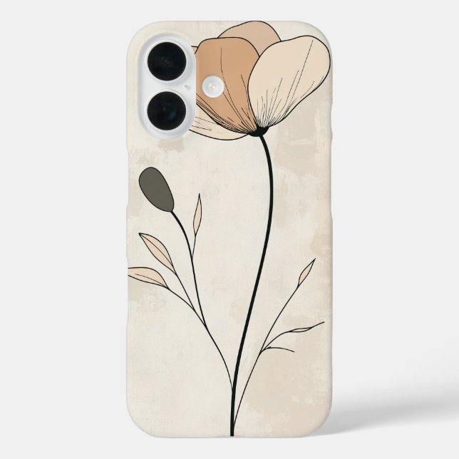 Klassischer Beige Bud iPhone 16 Hülle (Rückseite)