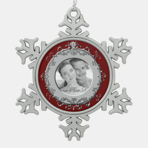 Klassischer Bilderrahmen mit Scrolls (Silber) Schneeflocken Zinn-Ornament
