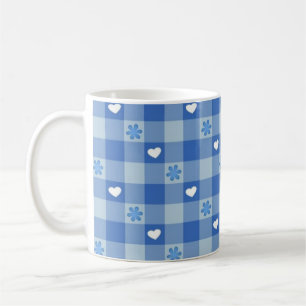 Klassischer blau karierter Kaffeebecher Kaffeetasse