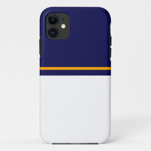 Klassischer, blau-weißer Farbblock Gelber Streifen Case-Mate iPhone Hülle