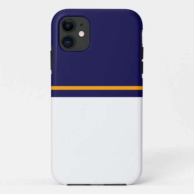 Klassischer, blau-weißer Farbblock Gelber Streifen Case-Mate iPhone Hülle (Rückseite)
