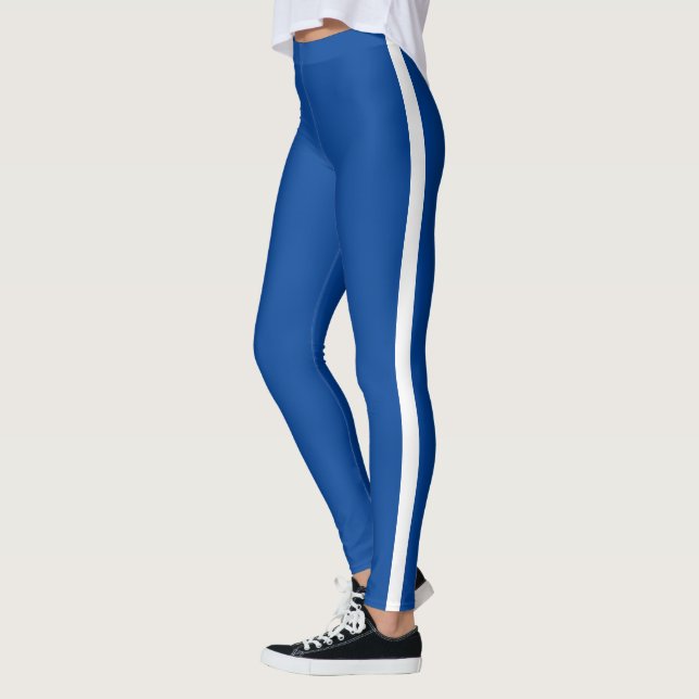 Klassischer blau-weißer Streifen  Leggings (Links)