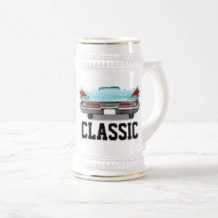 KLASSISCHER BLAUER AUTO-BIERKRUG BIERGLAS